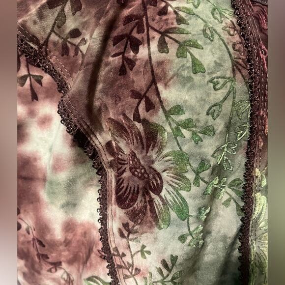 Y2K Fairy Grunge Goblincore Velvet Burnout Floral Slinky Top XL Forest Whimsy - Picture 7 of 8